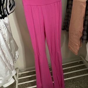 shein, pink, stretchy, flare pants
